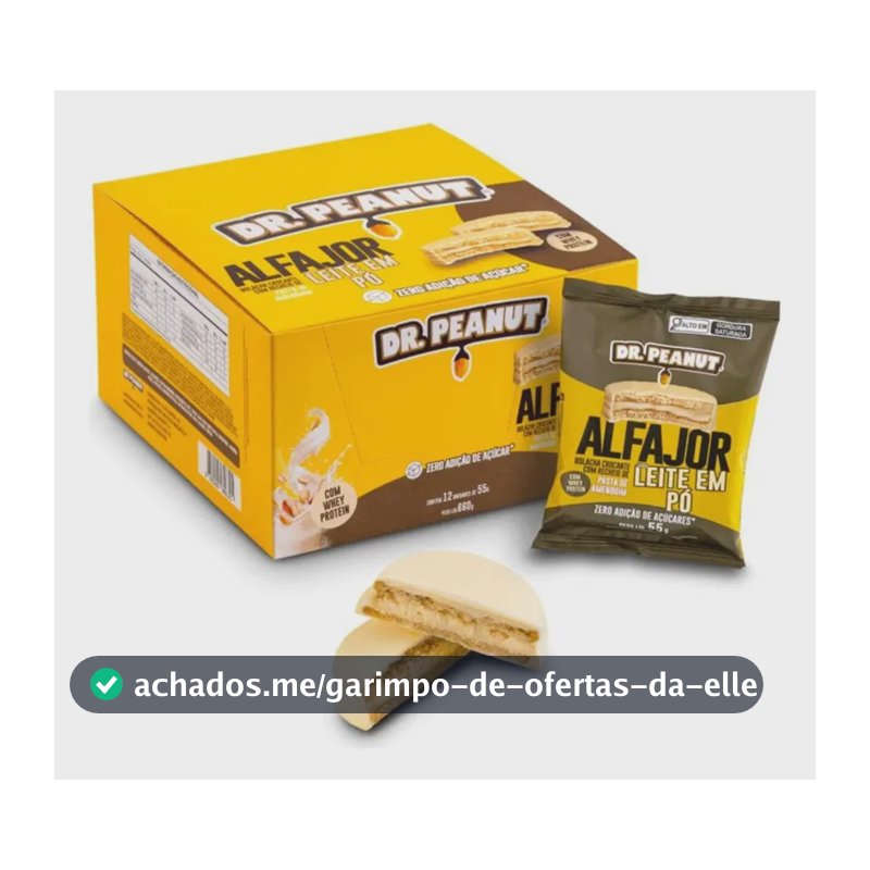 Alfajor Dr. Peanut Sabor Leite em Pó com Whey Protein 12un 35g