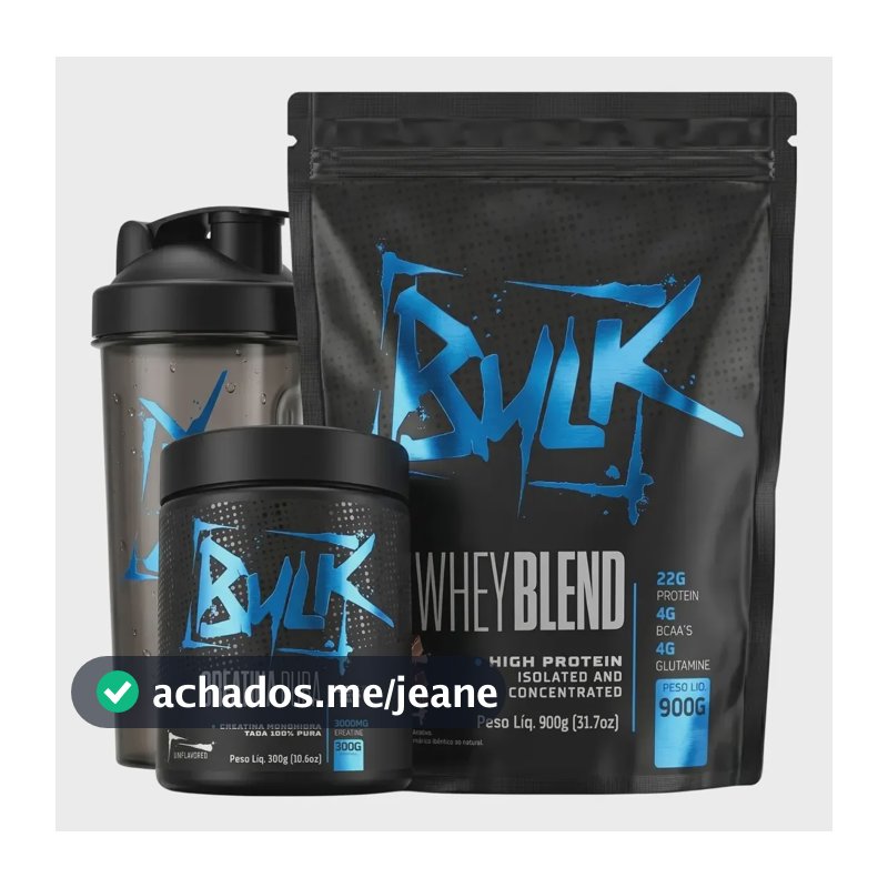 Kit Whey Protein 900g + Creatina 300g + Shaker Sabor Baunilha