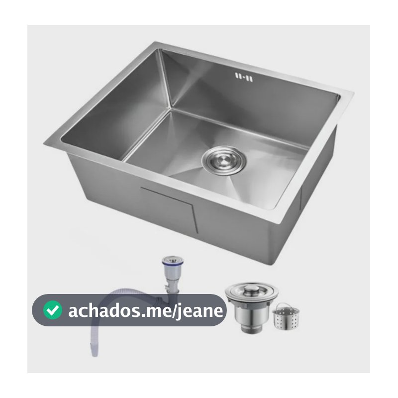Cuba Inox Escovado Quadrada 50x40 Gourmet Com Acessórios Inox Escovado