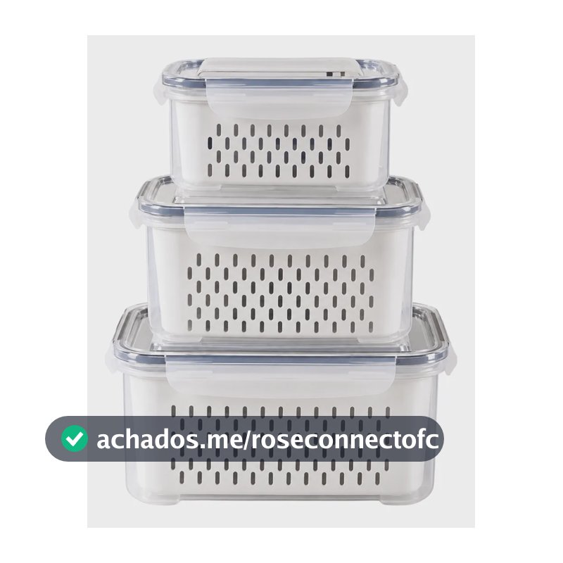 Kit 3 Organizadores Geladeira Alimentos Vegetais Com Tampas Branco