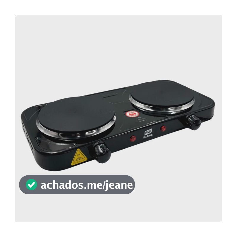 Fogão de Mesa Elétrico INMA de 2 Bocas para Camping e Viagem, em Inox