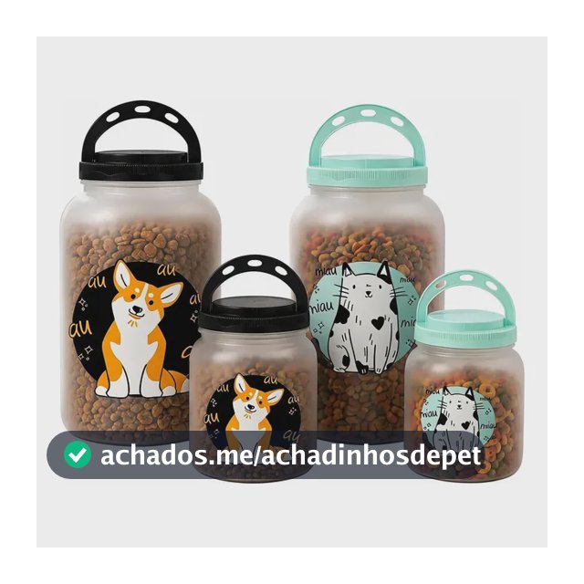 Pote Porta Ração Para Cachorro E Gato Pet 3,6l E 1,7 Litros Dog | Preto 1,7l