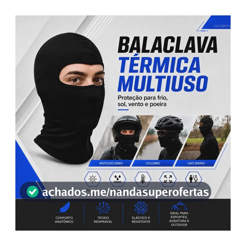 Touca Balaclava Ninja Uv50+ Térmica Respirável Moto Bike Corrida Ciclismo Motoboy Academia Proteção Solar Frio Vento Secagem Rápida Unissex Preto Capa Rosto Facial - Topsand Activewear