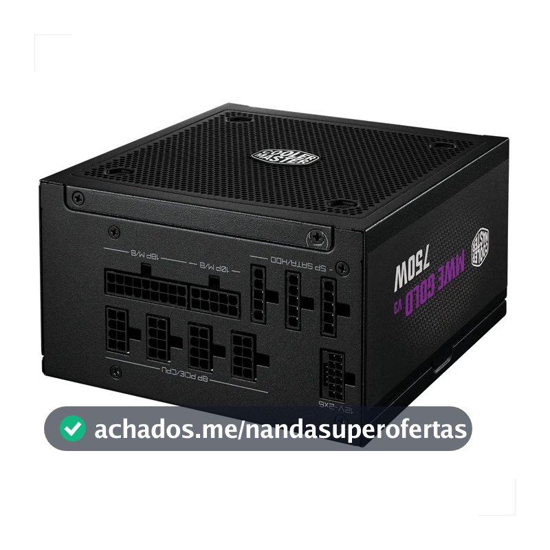 Fonte De Alimentação Para Pc 750W FULL MODULAR ATX 3.1 MWE GOLD 750 V3 PFC ATIVO 80 PLUS GOLD Cooler Master COM CABO DE FORCA
