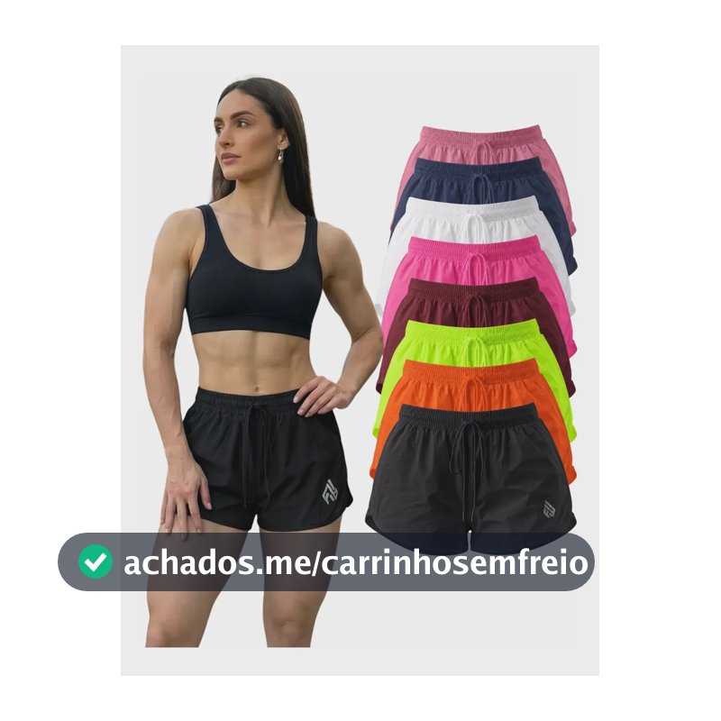 Kit 5 Shorts Tactel Feminino Esportivo Leve Uso Diário Fit 1 Preto 4 Sortidos Gg