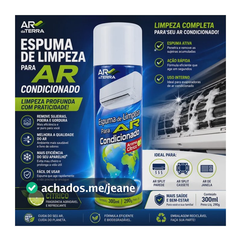 Espuma De Limpeza Para Ar Condicionado 300ml Ar Da Terra