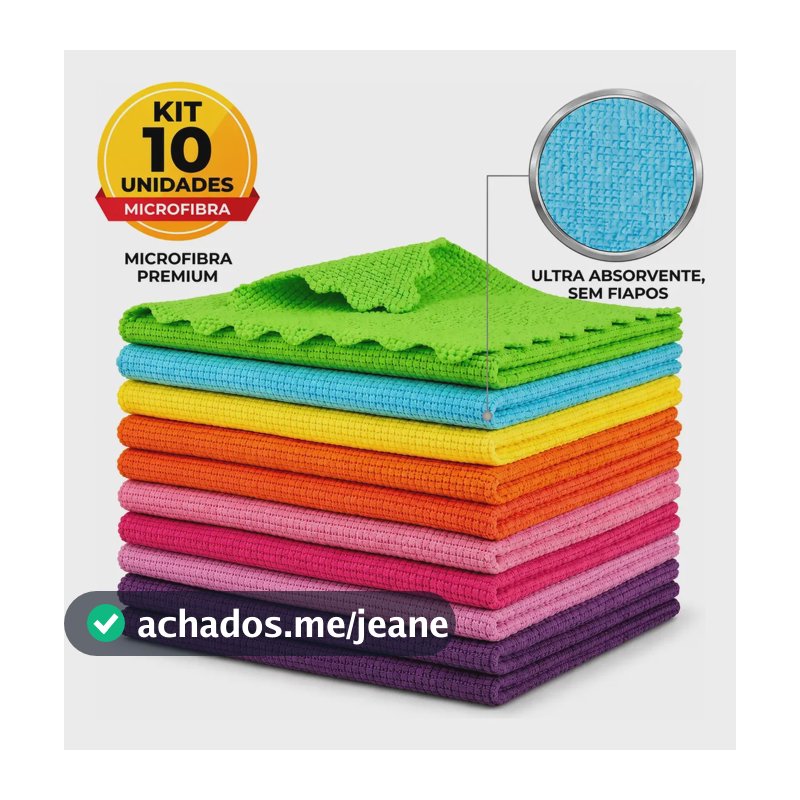Kit 10 Panos Microfibra Cozinha Alta Absorcao 30x30cm Sortido