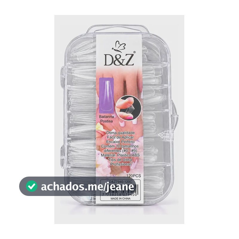 Unhas Postiças Bailarina D&z 120 Peças Tips Alongamento Transparente Bailarinas