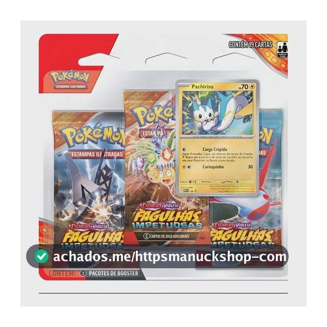 Card Game Pokémon Triple Pack Pachirisu Fagulhas Impetuosas com 3 Mazos de Cartas da Copag