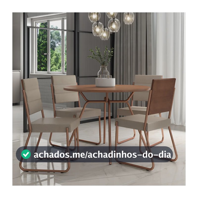 Conjunto Sala de Jantar 4 Cadeiras San Francisco Carraro Freijó com Rosê