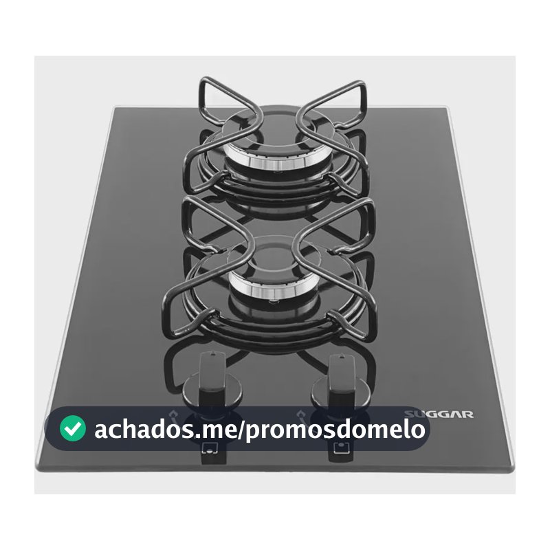 Fogão De Mesa Cooktop 2 Bocas Vidro Preto À Gás Suggar Fg200 Preto