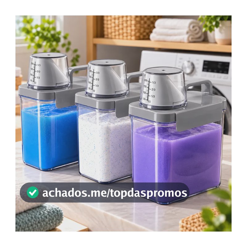 Kit 3 Pote Hermetico Com Tampa Dosadora Sabão Lavanderia 1l Cinza-escuro