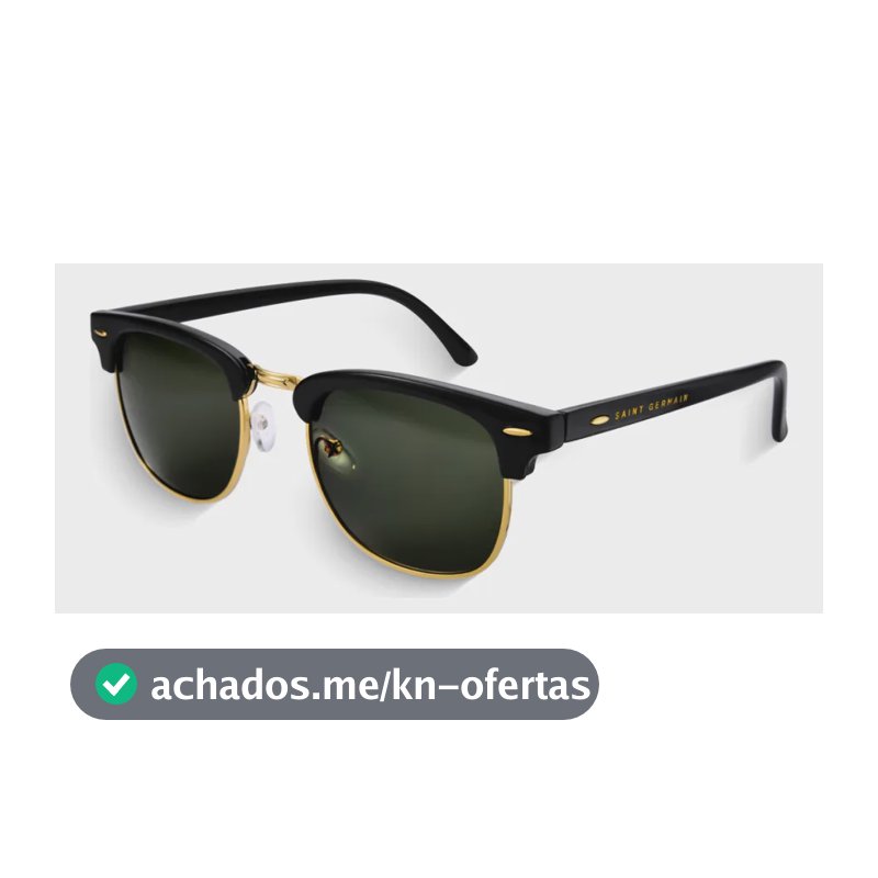 Óculos de Sol Quadrado Clubmaster Soho Green Black, da Saint Germain, em Metal Preto