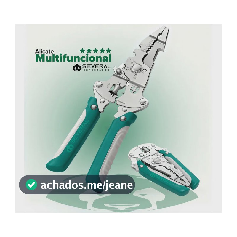 Alicate de Corte Multifuncional 8 Em 1 Several Crimpador Desencapador De Fios Dobravel Trava de Segurança Compacto