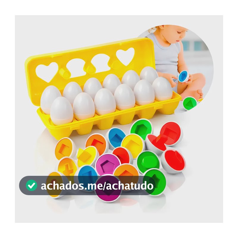 Brinquedo Educativo Ovos Encaixe Formas Geométricas Infantil Amarelo