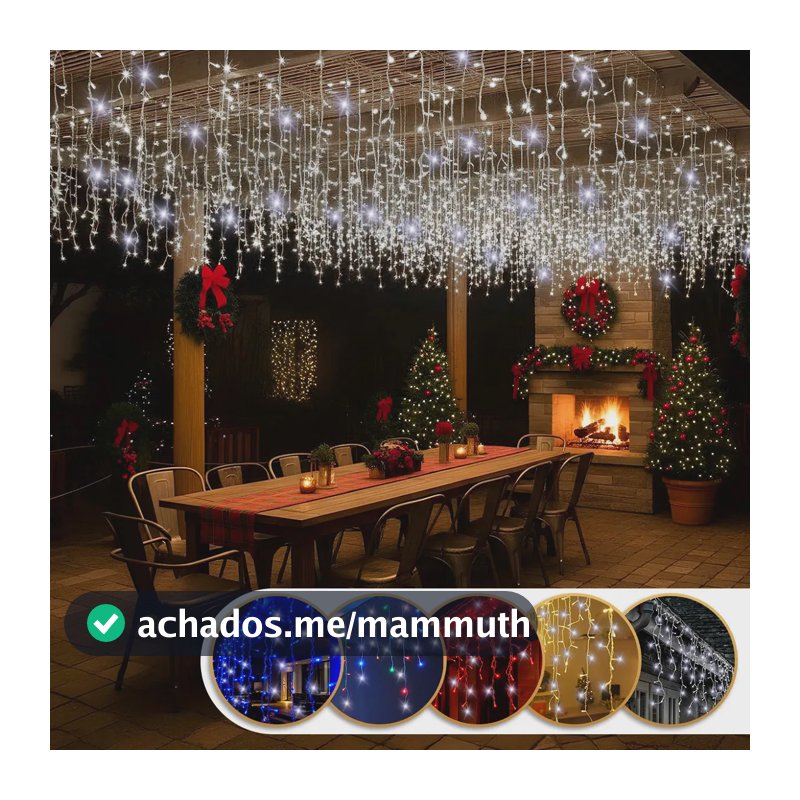 Cascata Strobo 400 Leds Blindada Plug Luz Natal 10 Metros (Branco Frio