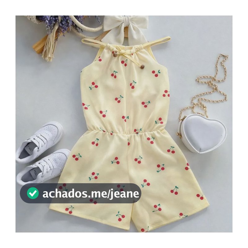 Macaquinho Infantil Menina Estampado Verão 2 A 8 Anos Roupa Amarelo 6