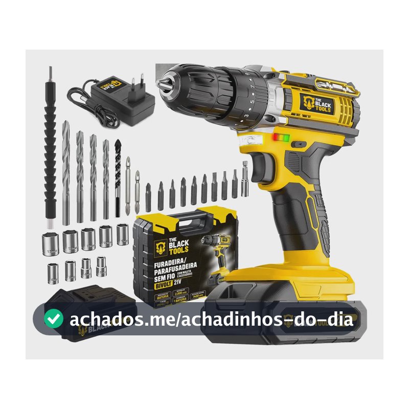 Parafusadeira E Furadeira Impacto The Black Tools Tb-21pw 3/8 Cor Amarelo Frequência 50/60 Hz
