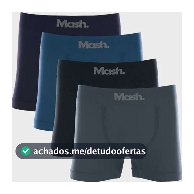 Kit Com 4 Cuecas Boxer Microfibra Mash Box Sem Costura