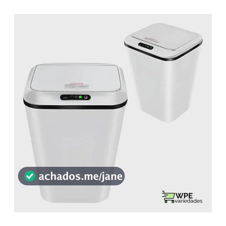 Lixeira Automática Inteligente 14L com Sensor Infravermelho Tampa Automática Sem Toque USB Recarregável Anti Odor