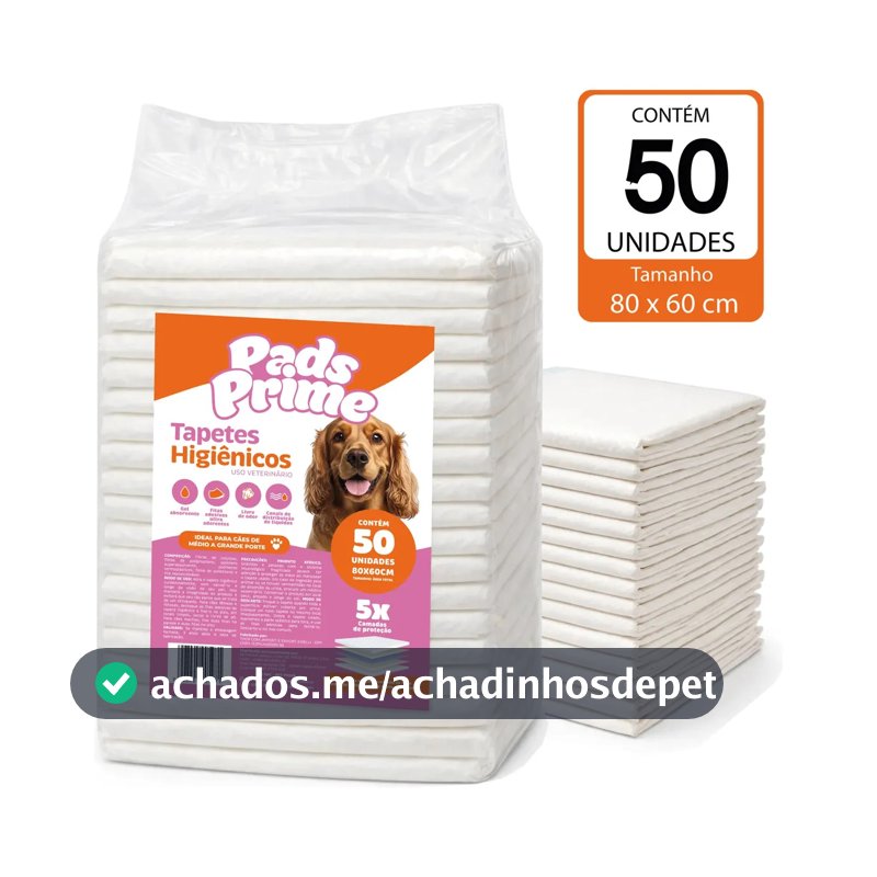Tapete Higiênico 80x60 50un Pet Cachorro Cães Pads Prime