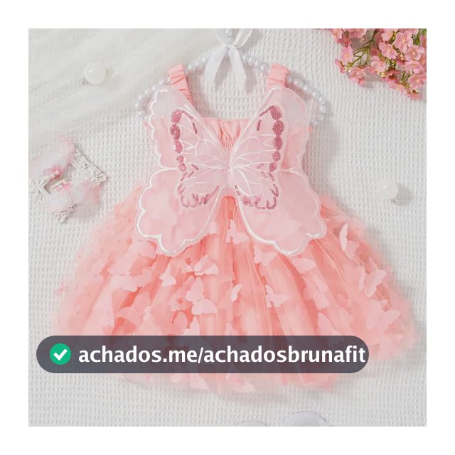 Vestido Princesa Com Asas Bebê Menina Festa Pink 10/90