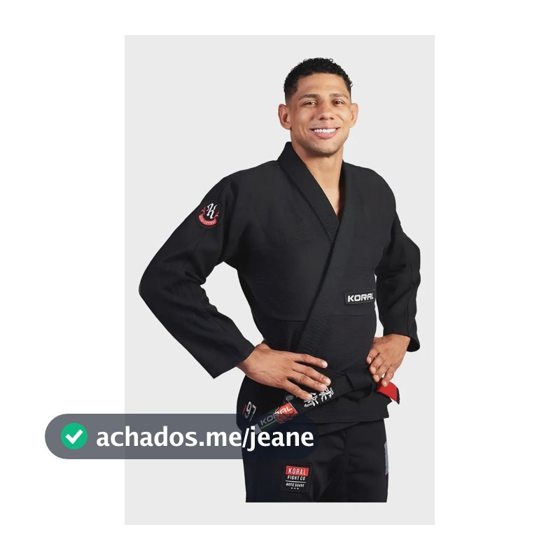 Kimono Jiujitsu Trançado Koral Classic Preto Pré-encolhido Preto A1