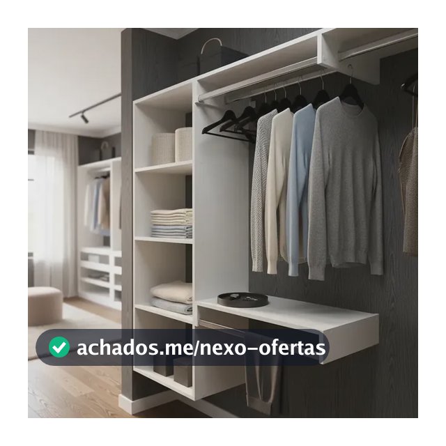 Closet Arara Aberto Com Cabideiro Suspenso De Parede Branco