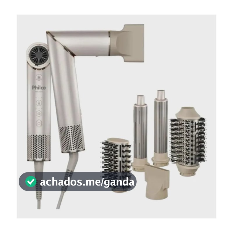 Secador De Cabelos Philco PSC3500 4 Em 1 dobrável Motor BLDC Prateado
