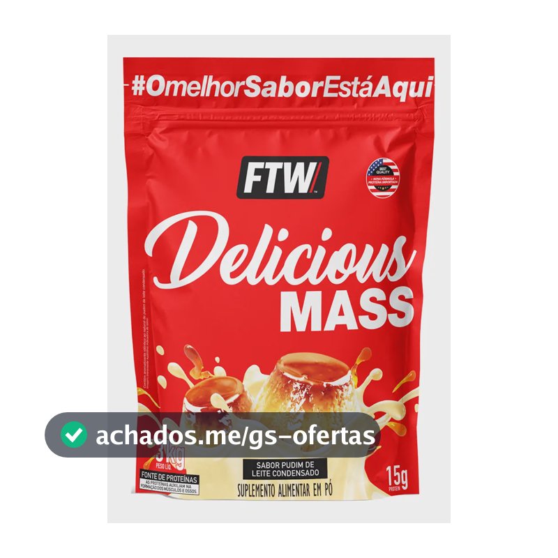 Delicious Mass Hipercalórico Refil 3kg Sabor Pudim de Leite Condensado - FTW