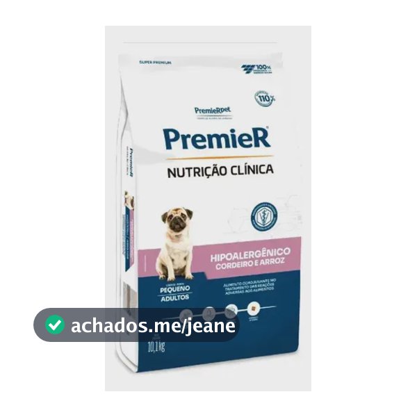 Premier Nutrição Clínica Hipoalérgico Cordeiro Cão Adulto Porte Pequeno Pele Sensível 10kg