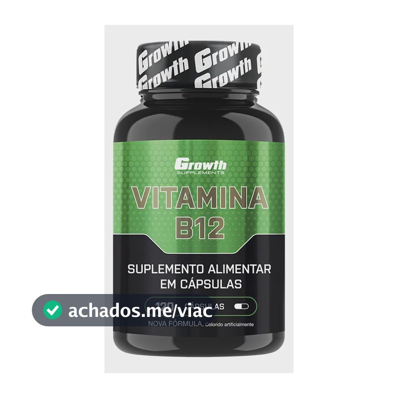 Vitamina B12 Growth Supplements Vitaminas Vit. B12 em cápsula Sem sabor x 100g de 120 un