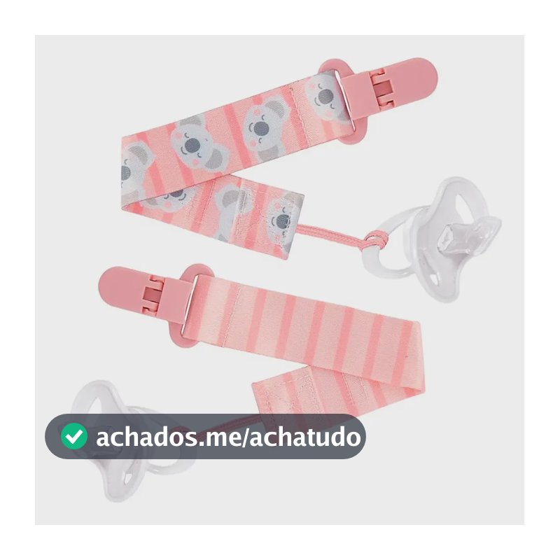 Kit 2 Prendedores De Chupeta Buba Coala Rosa 14496