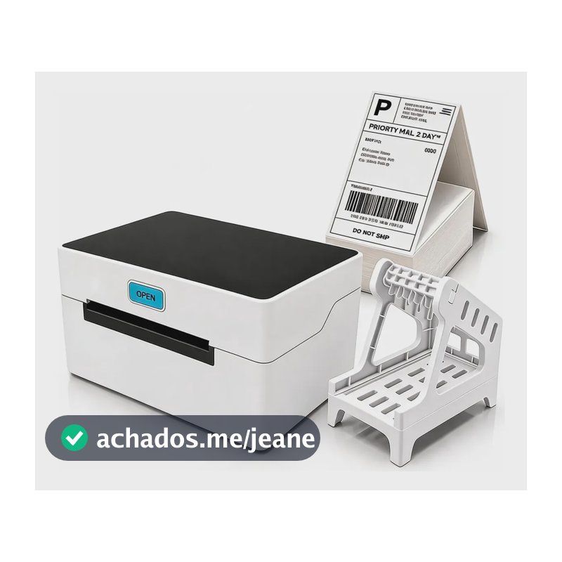 Impressora Térmica Bluetooth Usb 10x15+500 Etiquetas Suporte Branca 127/220v
