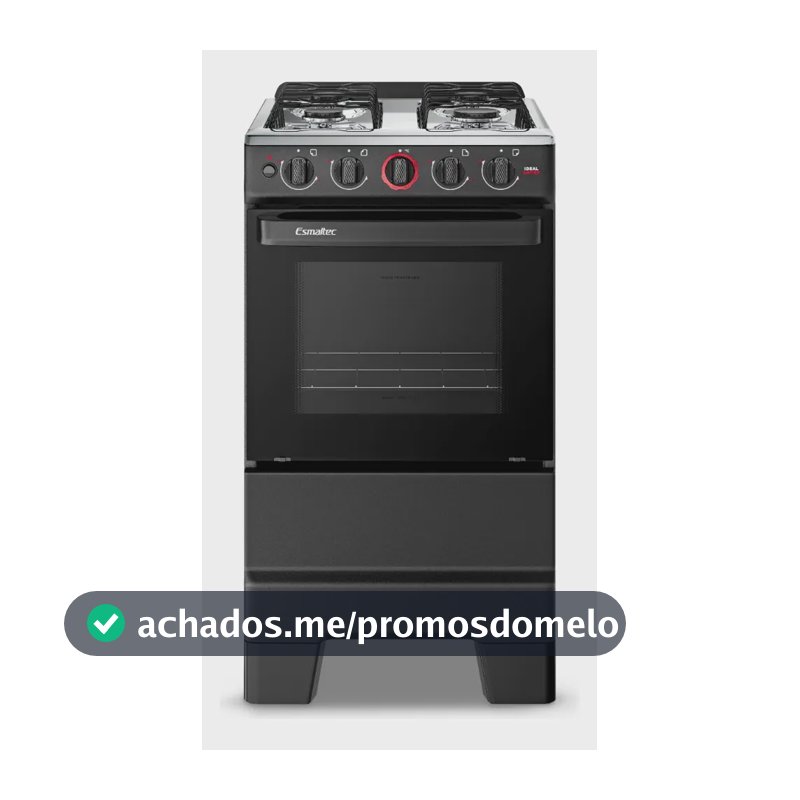 Fogão a Gás Mesa Inox Forno 50L Limpa Fácil e Acendimento Automático Esmaltec IDEAL Super F4IAP Cor Preto 4 bocas