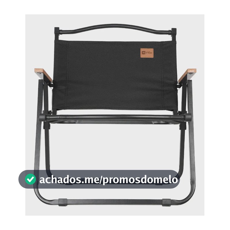 Cadeira Dobrável Preto 95kg Aço Poliester 600D Com Apoio Nautika