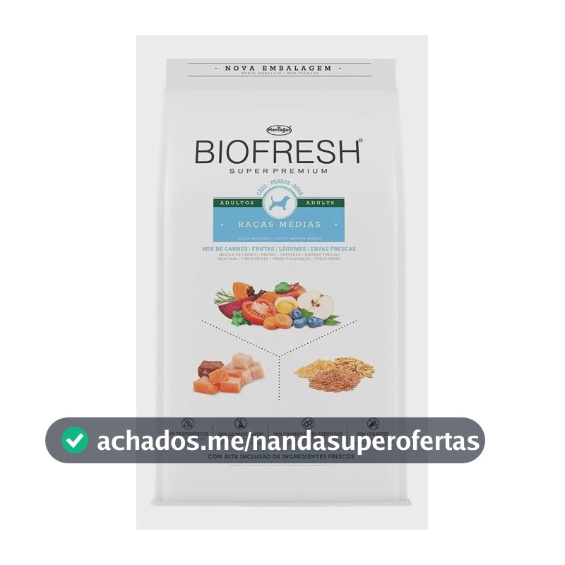 Alimento Biofresh Super Premium para cão adulto de raça média sabor carne e frutas e vegetais de 10.1 kg
