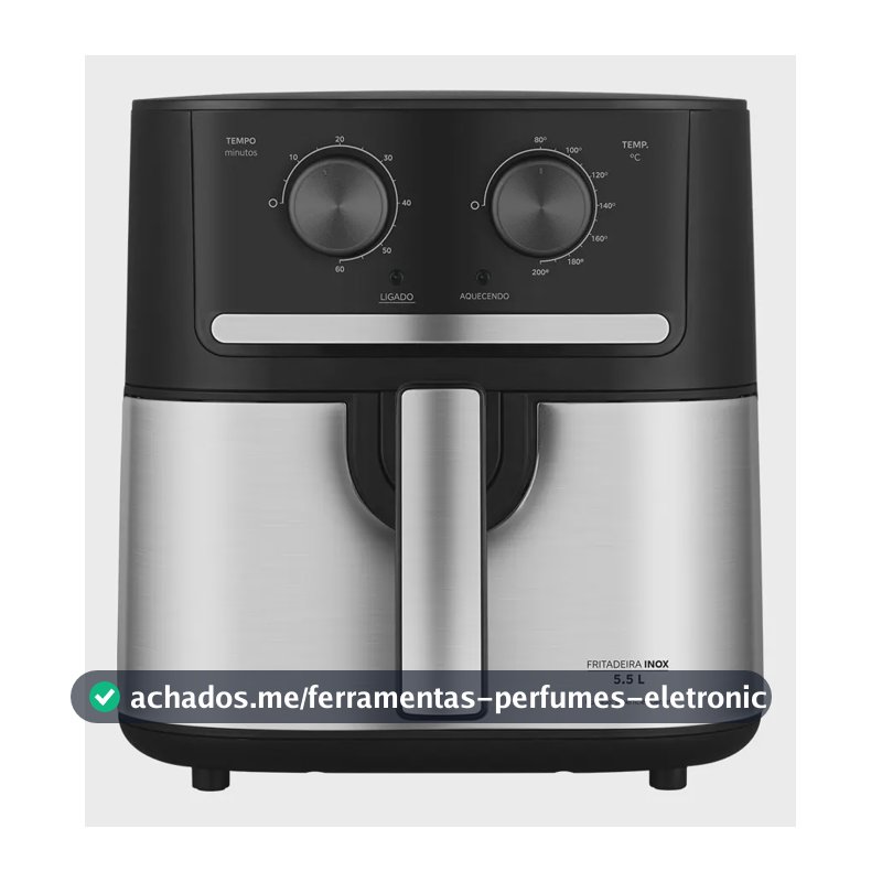 Fritadeira Air Fryer 5,5l Cyclone Preto E Inox Midea 220v