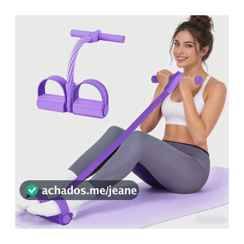 Extensor Elástico De Resistência Com Pedal Para Exercícios Roxo