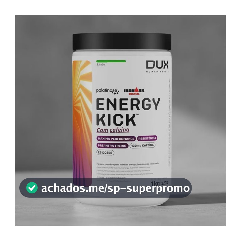 Energy Kick Caffeine Dux 1kg Pré E Intra Treino Limão Limão