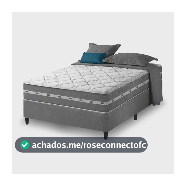Cama Box Casal Cinza + Colchão Molas Zidi Miami 138cm Cinza