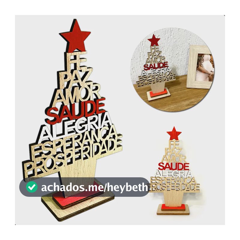 Mini Árvore de Natal Art Christmas Madeira 18cm Marrom Claro
