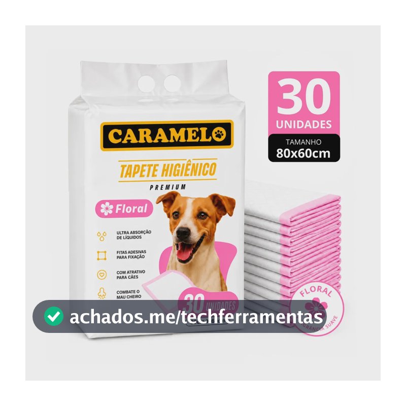 Tapete Higiênico Caramelo Para Cachorro - Floral 80x60 30 Unidades