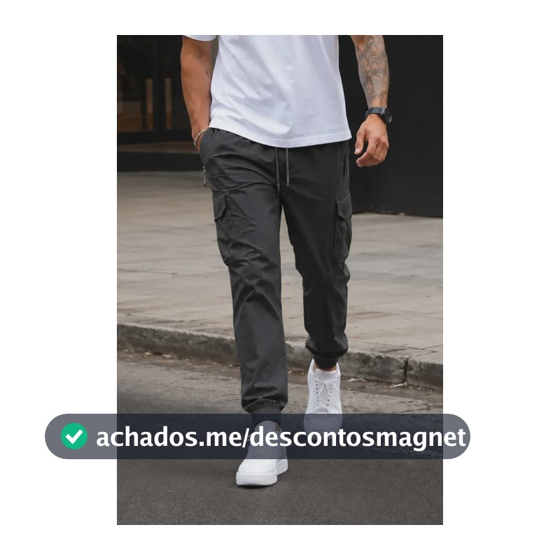 Calça Cargo Para Homem Slim Com Elastano Esportiva Preto G 44