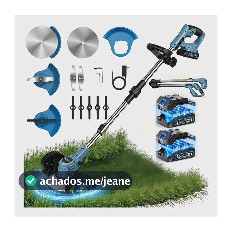 Roçadeira Elétrica Sem Fio 18500rpm 21v Para Jardim Dobevi 127/220v Azul-aço