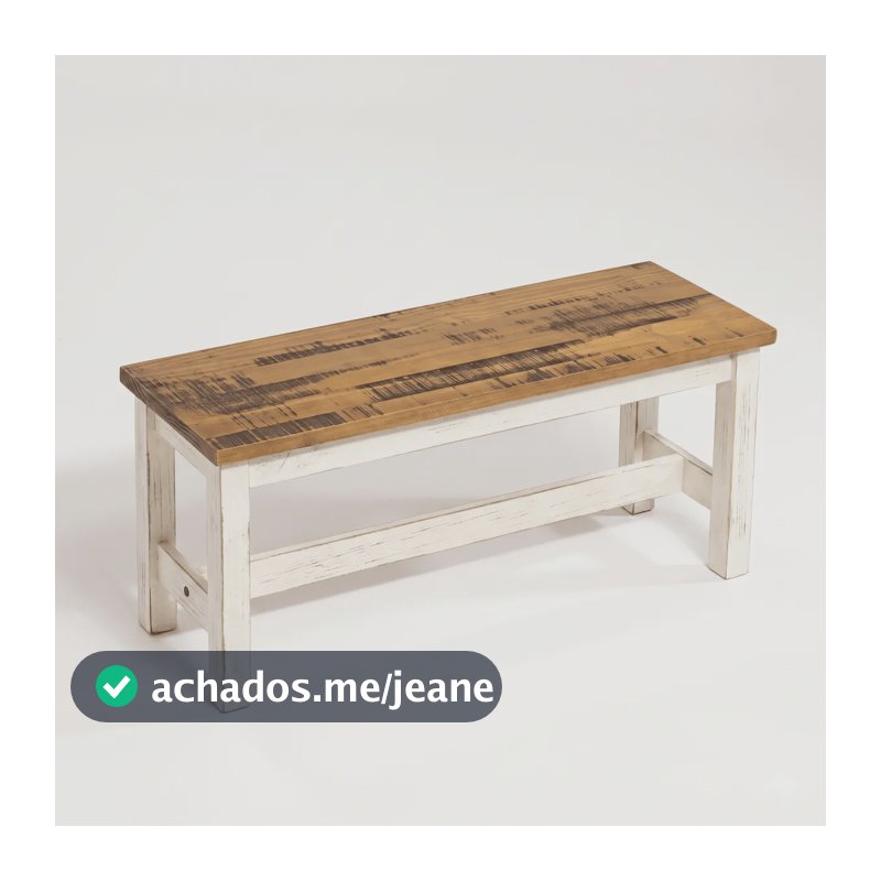Banco 110cm Farmhouse Madeira Maciça Branco