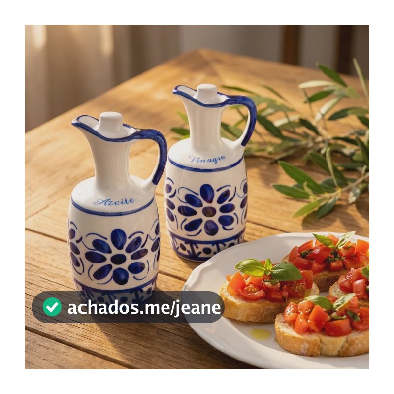 Azeiteira E Vinagreira Em Porcelana Azul Colonial 150 Ml