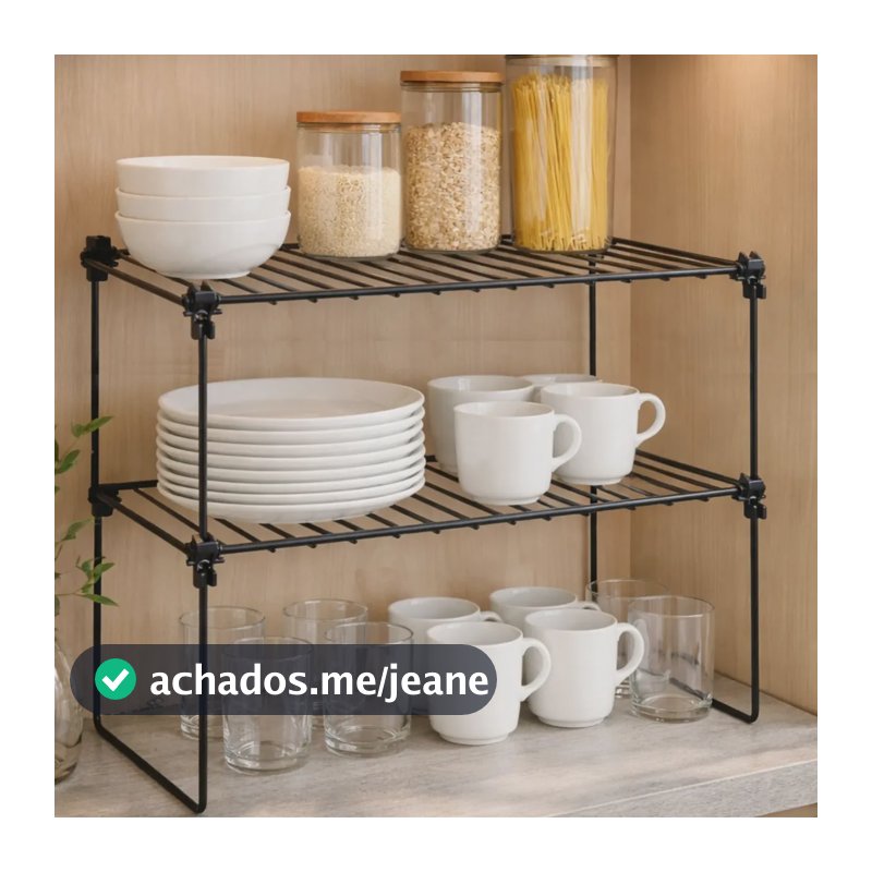 Kit Com 2 Organizadores Multiuso Empilháveis Aço Aramado Preto