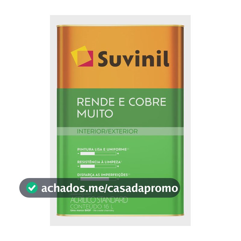 Tinta Rende & Cobre Muito 16l + Cores Suvinil B148 Papel Picado Fosco