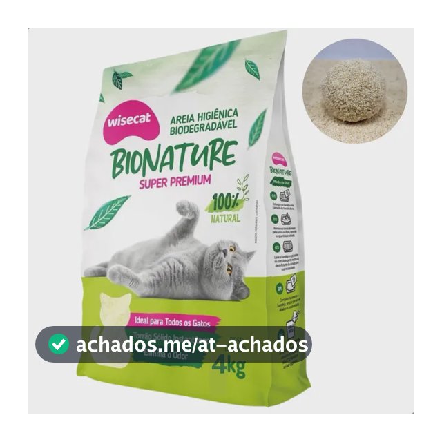 Areia Higiênica Mandioca Premium Biodegradável Wisecat 4kg